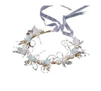 Elegante tiara nuziale con corona di perle e fiori - Accessorio da sposa in cristallo per le spose(Blue)