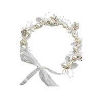 Elegante tiara nuziale con corona di perle e fiori - Accessorio da sposa in cristallo per le spose(WHITE)