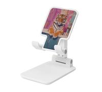 Elegante tigre in una vasca da bagno pieghevole supporto per telefono cellulare ad angolo regolabile altezza desktop portatile culla per cellulare compatibile con tutti gli smartphone bianco stile