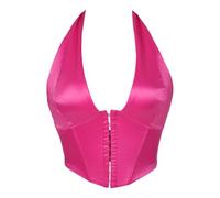 Elegante top in raso con allacciatura al collo che modella la parte superiore senza coppe e garantisce una figura snellente senza cuciture. Effetto corsetto sulla schiena, ideale da abbinare
