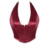 Elegante top in raso con allacciatura al collo che modella la parte superiore senza coppe e garantisce una figura snellente senza cuciture. Effetto corsetto sulla schiena, ideale da abbinare