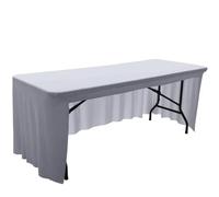 Elegante tovaglia da matrimonio, elastica, quadrata, per hotel, banchetti, tinta unita, colore bianco e nero, gonna da tavolo per eventi, feste e occasioni speciali