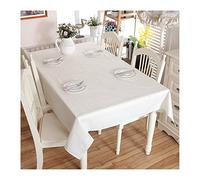 Elegante tovaglia rettangolare con nappe, lavabile, tinta unita, lino bianco, perfetta per compleanni ed eventi per adulti, 130 x 180 cm, elegante protezione e decorazione