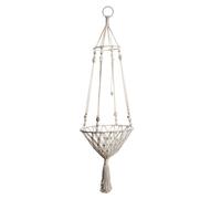 Elegante trespolo per gatti in macramè, lettino sospeso dal design versatile per gatti da interno, amaca in cotone beige con nappe, 101,6 cm