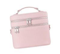 Elegante trousse cilindrica per trucchi con doppie cerniere e tracolla per un facile trasporto dell'agenda per trucchi in poliuretano, b