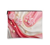 Elegante trousse da viaggio con motivo a vortice, da donna, piccola borsa portatile in tela con cerniera, perfetta per festival e uso quotidiano, Pesca, 7x9 Inch, Borsa