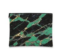 Elegante trousse da viaggio in marmo verde e nero, da donna, piccola borsa portatile in tela con cerniera, scelta perfetta per ogni occasione, Verde, 7x9 Inch, Borsa