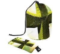Elegante trousse impermeabile da donna, resistente e funzionale, per riporre i trucchi, croce verde pasquale, Multicolore, 9.9x6.9in/25.2x17.6cm;6x3.5in/15.2x8.8cm