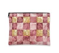 Elegante trousse patchwork vintage, color pesca e oro, organizer portatile da viaggio per articoli da toeletta da donna, perfetto per regali, Pesca, 7x9 Inch, Patchwork