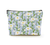 Elegante trousse per cosmetici da viaggio in lino da donna, trousse per cosmetici durevole, borsa organizer per trucchi, camomille da campo in stile provenzale, per donne/uomini