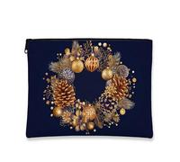 Elegante trousse per cosmetici, design con corona blu navy, borsa da viaggio portatile per il trucco da donna, piccola organizer con cerniera, borsa da toilette per la cura della pelle delle vacanze