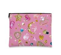 Elegante trousse per il trucco, gioielli celestiali luccicanti da viaggio per donne, piccola borsa portatile in tela con cerniera, regalo per le vacanze, borsa da toilette per la cura della pelle
