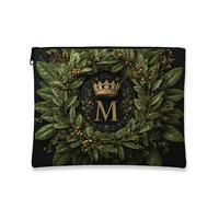 Elegante trousse per il trucco, nera con corona reale vintage, borsa da viaggio per donne, piccola borsa portatile in tela con cerniera, per festival, nero, 7x9 Inch, Royal