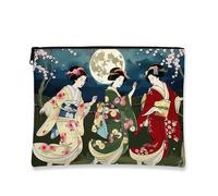 Elegante trousse per il trucco, tradizionale geisha giapponese, borsa da viaggio per donne, piccola borsa portatile in tela con cerniera, regalo per festival, Rosso, 7x9 Inch, Borsa