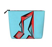 Elegante trousse per trucchi con stampa geometrica blu e viola, borsa per cosmetici da donna, per uso quotidiano, viaggi e viaggi di lavoro, Nota rossa, taglia unica