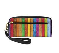 Elegante trousse per trucchi con stampa in legno colorato, per donne e ragazze, per articoli da toeletta, scuola, ufficio, viaggi