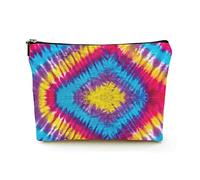 Elegante trousse per trucchi da donna, in lino, per cosmetici, da viaggio, durevole, organizer per trucchi, alla moda, colorata, retrò, astratta, psichedelica, tie-dye, per donne/uomini