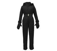 Elegante tuta da sci da donna monopezzo tuta da sci invernale tuta da sci sportiva con cappuccio tuta da neve sportiva da donna moda casual collo in pelliccia spessa tuta da sci snowboard sport