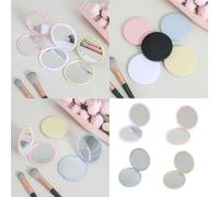 Elegante Vanity pieghevole a specchio con pannello di vetro regolare strumento cosmetico compatto borsa portatile trucco rotondo specchio compatto trucco da viaggio, A, Taglia unica