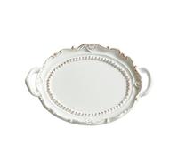 Elegante vassoio decorativo in stile europeo, piatto for fondale fotografico da comò, vassoio portagioie for anelli, orecchini, cosmetici, for la casa e l'organizzazione(White)
