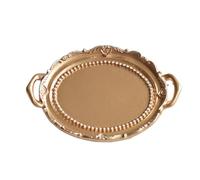 Elegante vassoio decorativo in stile europeo, piatto for fondale fotografico da comò, vassoio portagioie for anelli, orecchini, cosmetici, for la casa e l'organizzazione(Gold)
