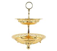 Elegante vassoio in metallo a 2 ripiani per frutta e cupcake, robusto supporto da dessert per matrimoni, feste e decorazioni per la casa, elegante base triangolare per una maggiore stabilità