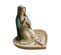 Elegante vassoio porta rosario con statuetta della Santa Madre Padre, in resina, per la preghiera cattolica, per altari e decorazioni spirituali per la festa della mamma
