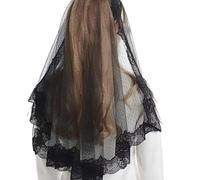 Elegante Velare Da Sposa Con Tessuto In Poliestere Traspirante Semplice Matrimonio Latino Mantilla Testa Accessorio Per Evento Formale Singolo Strato Tulle, Nero , Taglia unica