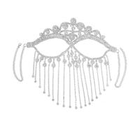 Elegante velo con nappe da donna, con strass, catena per viso, feste in maschera, feste in maschera, accessorio per il viso