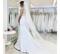 Elegante velo da sposa 3 metri morbido tulle accessori da sposa bianco avorio semplice velo da sposa con pettine-bianco