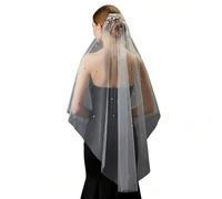 Elegante velo da sposa monostrato con perle strass Decors pettine veli per sposa cerimonia nuziale evento speciale accessorio di nozze