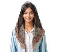 Elegante velo in pizzo mantiglia per la testa di nozze tradizionale pizzo fiore copertura per cappella cattolica copricapo partito copricapo, Nero JP108, Taglia unica