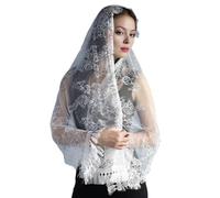 Elegante Velo Mantiglia In Pizzo Per Matrimonio Tradizionale Frange Velo In Pizzo Copertura Testa Per Cappelle Cattoliche Islams Copricapo Mantiglia Veli Cattolici, bianco, Taglia unica