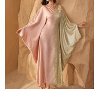 Elegante vestaglia stile mediorientale con maniche a pipistrello, patchwork jacquard, effetto snellente L,M,S,XLColore unicoTessuto intrecciato