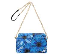 Elegante vibrante fiori blu nero Crossbody piccole borse per le donne in pelle vegana da donna borsa a tracolla borsa a tracolla zip borsa a mano per donna