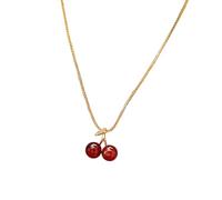 Elegante vino rosso ciliegia ciondolo collana regolabile catena d'oro gioielli donna festa di compleanno accessori versatile collana per le donne