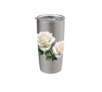 Elegante Vintage Bianco Rose Duo Coppia Forme Mania Bicchiere termico in acciaio inox doppia parete