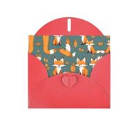 Elegante volpe gialla stampata biglietti vuoti - Set di biglietti di auguri ad acquerello con buste e adesivi, rosso