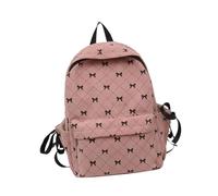 Elegante zaino in velluto a coste con dettaglio fiocco per università e scuola borsa per libri da donna per casual quotidiano o shopping da viaggio, Rosa, Bohemian