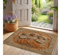 Elegante zerbino con cherubini in terracotta, motivo angeli, per ingresso esterno e interno, decorazione romantica, in gomma, impermeabile, antiscivolo, assorbe la polvere, facile da pulire, 73 x 43