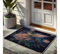Elegante zerbino con colibrì, vivace floreale, per interni ed esterni, decorazione primaverile, in gomma, impermeabile, antiscivolo, assorbe la polvere, facile da pulire, 73 x 43 cm