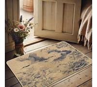 Elegante zerbino con gru, motivo floreale blu per interni ed esterni, decorazione per la casa, antiscivolo, impermeabile, antipolvere, facile da pulire, 73 x 43 cm