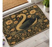 Elegante zerbino con motivo cigno dorato floreale per ingresso esterno ed interno decorazione stagionale in gomma impermeabile antiscivolo assorbente antipolvere facile da pulire 73 x
