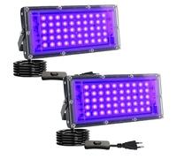 Eleganted 2 pezzi 50W Faretto UV LED, Faro con Spina, IP65 Impermeabile Luce Nera, Black light Decorare per Acquario, Festa, Pittura e Poster Fluorescente, Bar, Festa