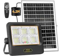 Eleganted Faro Led Esterno con Pannello Solare, 3400LM Fari Solari a Led da Esterno IP67 Impermeabile Lampione Solare, SMD Ultra Faretto led per Giardino