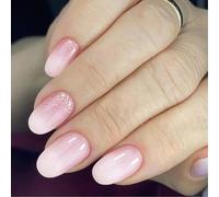 Eleganti 24 Pezzi Glitter Breve Ovali Unghie Finte Set Premere Su Acrilico Per Le Donne Alla Ricerca Elegante Manicure Uso Quotidiano Un