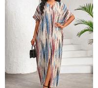 Eleganti abiti casual da lavoro e da festa con stampa a righe, scollo a V, spacchi e maniche a farfalla, abiti lunghi casual estivi da donna, abiti maxi da donna, abiti estivi da donna, abiti lunghi d