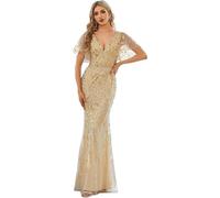 Eleganti Abiti da Sposa A Sirena con Paillettes E Pizzo per La Madre della Sposa, Abito da Sera Lungo E Formale,d'oro,S