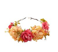 Eleganti accessori for capelli con fiori di rosa for la sposa, ghirlanda in tessuto di peonia, copricapo(RedRose)