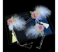 Eleganti accessori per damigelle d'onore, set di forcine per capelli con perle e piume di struzzo, 3 pezzi, compatibili con abiti da tavola,